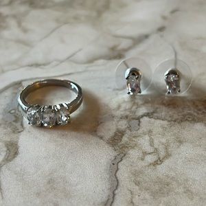 White Topaz Ring & Earring Set